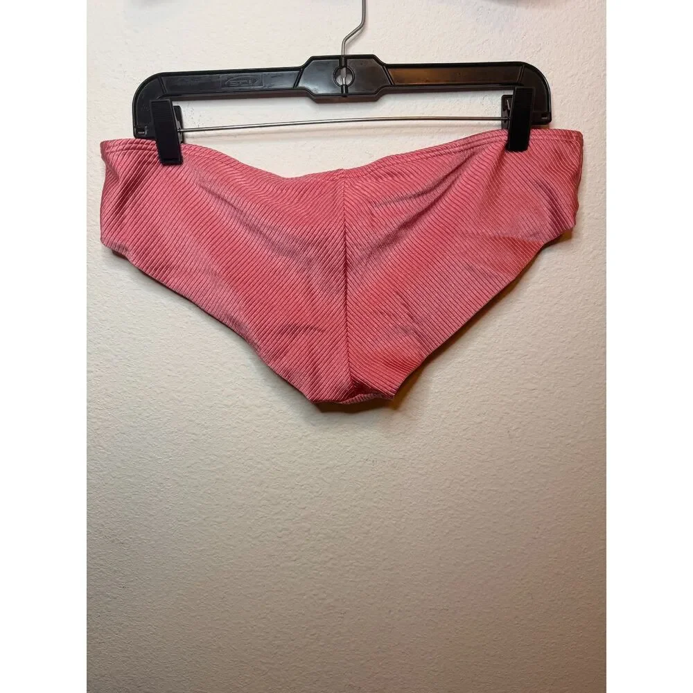 Vince Camuto Swim Coral Ribbed Bikini Set Triangle Top Cheeky Bottom L